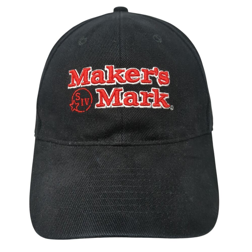 Maker's Mark Strapback Baseball Cap Black One Size Adjustable Embroidered Gear